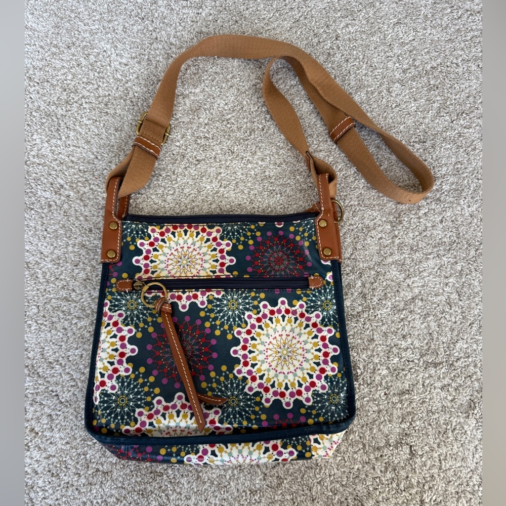 EUC - Fossil Coated Canvas Crossbody
